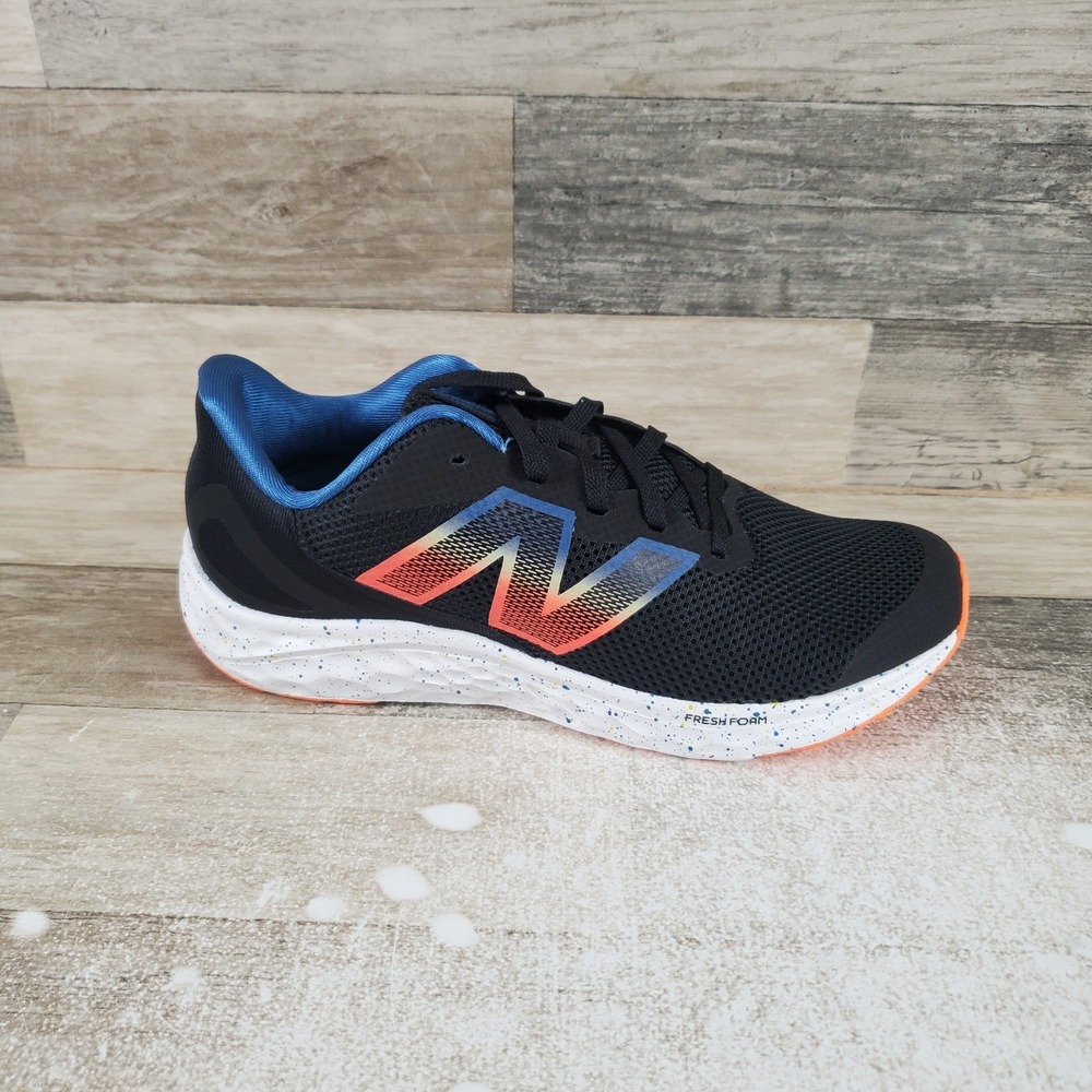 New Balance Fresh Foam Arishi V4 Kids Shoe Sz 7 W Black Blue Orange Mesh Sneaker
